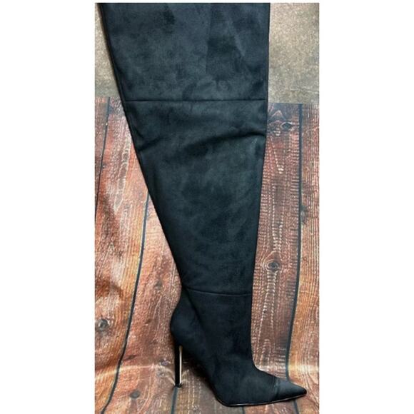 NIB Good American Women's Suede Stiletto Pointed Toe  Over the Knee Boots Sz 12 - Picture 6 of 14